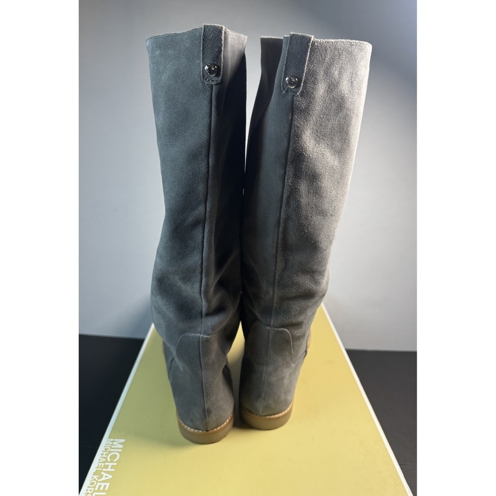 Michael Kors Kenton Suede Boots Women's 11 Slate Gray Lug Sole New With Box Flat - Picture 12 of 13